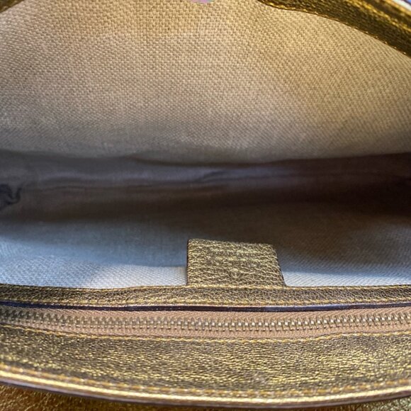 Gucci Gold Leather Borchie Rivet Studded Flap Shoulder Bag with Horsebit - Picture 6 of 7